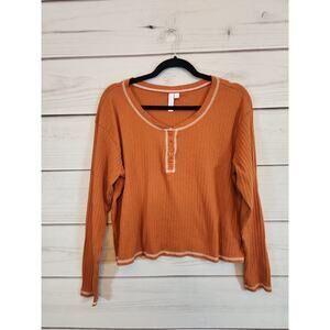 Orange Long Sleeve Women's Crop Top